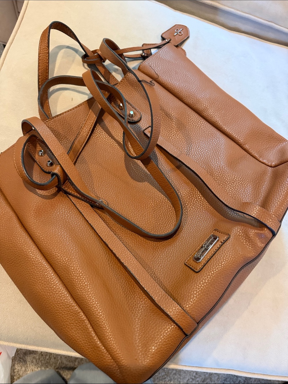 Jessica Simpson Cognac Pebbled Leather Tote